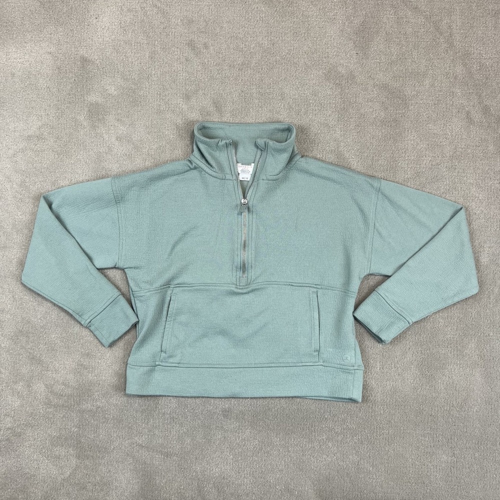 Danskin Girls Size 10/12 Quarter Zip Pullover Textured Sage Green Sweatshirt